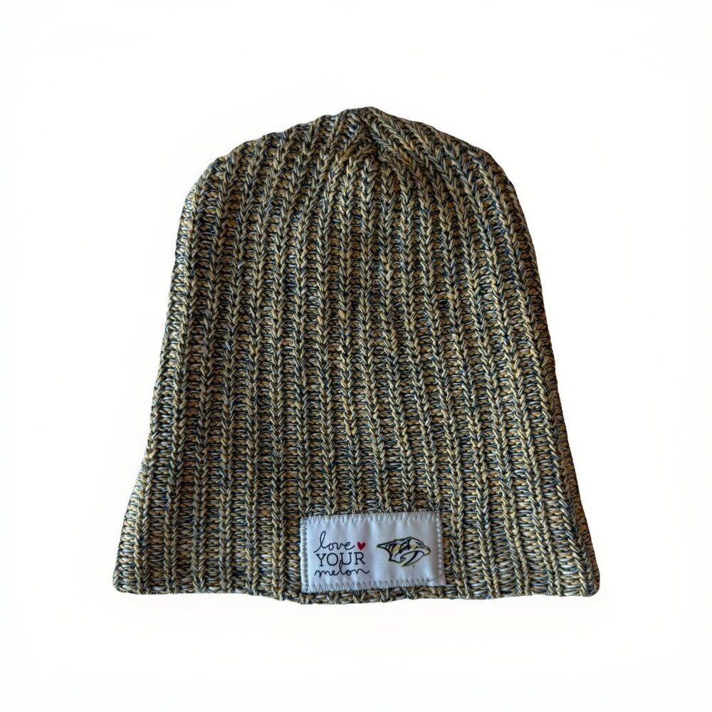 Love Your Melon Beanie Adult Yellow Blue Chunky Knit Slouchy Nashville Predators